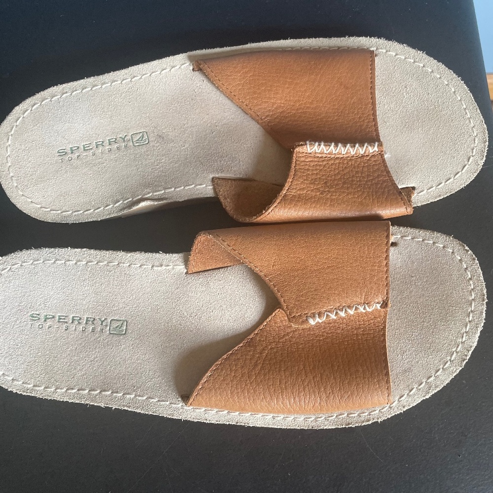 Sperry Brown Leather Slide Sandals size 9